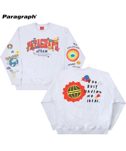 Paragraph パラグラフ トレーナー ハッピーロゴ プルオーバー スウェット ビッグシルエット トレーナー 正規品 ブランド メンズ レディース 長袖 ワンフォークロージング 1111clothing D Fashion