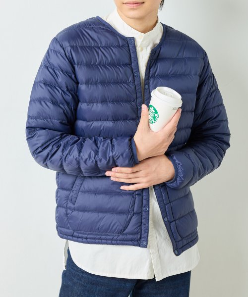 セール Omnes ユニセックス 高密度ナイロンインナーダウンノーカラージャケット オムネス Omnes D Fashion