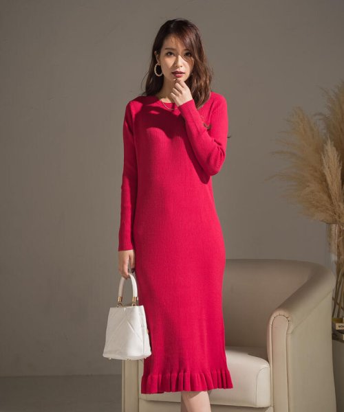 セール Ribニットminiフリルワンピース 手洗い可能 ビッキー Vicky D Fashion