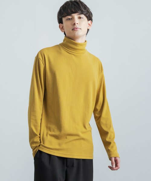 タートルネックtシャツ メンズ レディース ハイネック ロンt スムース 長袖 綿 コットン カジュアル 無地 シンプル 重ね着 レイヤード モックネック リラ ロッキーモンロー Rocky Monroe D Fashion