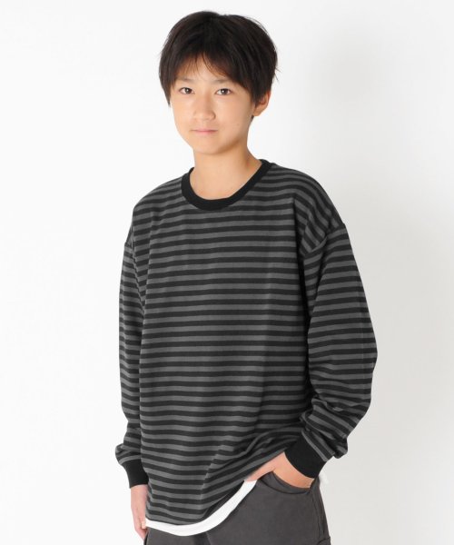 セール 厚手天竺 ドロップショルダーフェイクレイヤードボーダー長袖tシャツ グラソス Glazos D Fashion