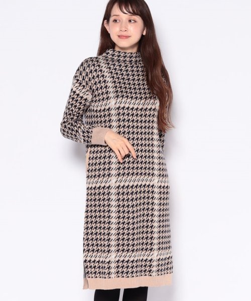 セール 千鳥チェックニットワンピース パハリート Pajarito D Fashion セール 千鳥チェックニットワンピース パハリート Pajarito D Fashion