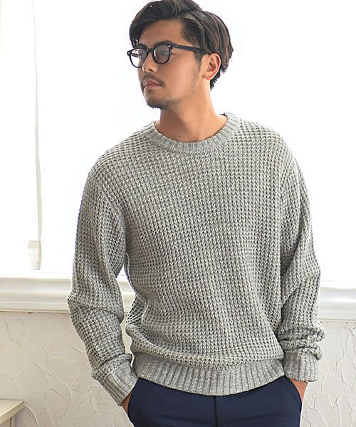 ステューシー　カシミア ワッフルニット クルーネックセーター　sizeM ステューシー カシミア ワッフルニット クルーネックセーター sizeM