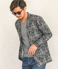 CavariA/CavariA モザイクチェック柄長袖ノーカラーカーディガン メンズ 長袖 ロングカーディガン チェック ブランド ノーカラー シンプル ポケット きれいめ  /504341692