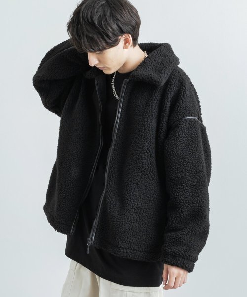 ボアブルゾン ボンバージャケット メンズ レディース フライトジャケット B 3 フェイクレザー パイピング エコレザー Pu シンセティック ビッグシルエット ロッキーモンロー Rocky Monroe D Fashion