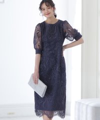 PourVous/プールヴー PourVous タイトシルエットパーティードレス大きいサイズミモレ丈&七分袖結婚式フォーマル ワンピース 20代 30代 40代/504341738