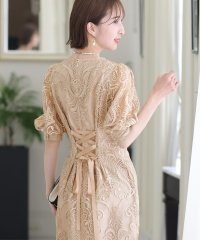 PourVous/プールヴー PourVous タイトシルエットパーティードレス大きいサイズミモレ丈&七分袖結婚式フォーマル ワンピース 20代 30代 40代/504341738