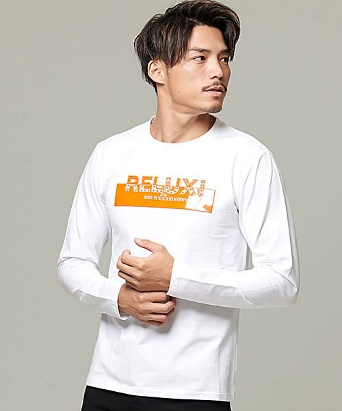Re Luxi ジェルエンボスロゴプリントクルーネック長袖tシャツ メンズ トップス カットソー インナー ロンt クルーネック ロゴ プリント ストレッチ 秋 エスビーセレクト Sb Select D Fashion