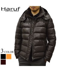 Haruf/ハルフ Haruf ダウンジャケット ダウンコート メンズ 本革 レザージャケット 革ジャン 秋 冬 ブラック 黒 キャメル ブラウン 茶 US01/504345274