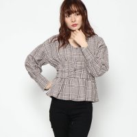 STYLEBLOCK/スタイルブロック STYLEBLOCK 先染めビッググレンチェックウエストマークブラウス/504333883