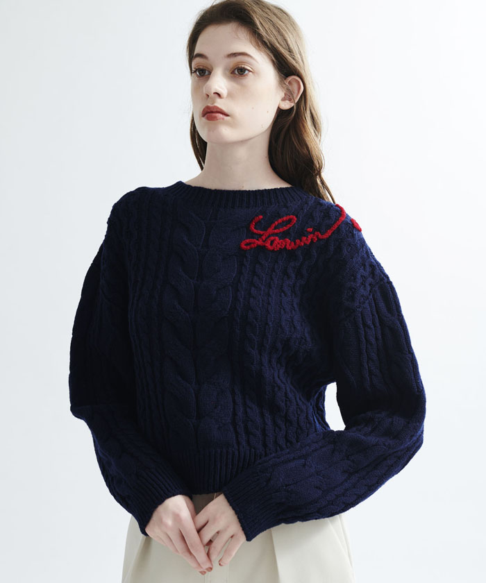 LANVIN en Bleu - ［LANVIN on blue］エンブロイダリーケーブルニット LANVIN on blue］エンブロイダリーケーブルニット
