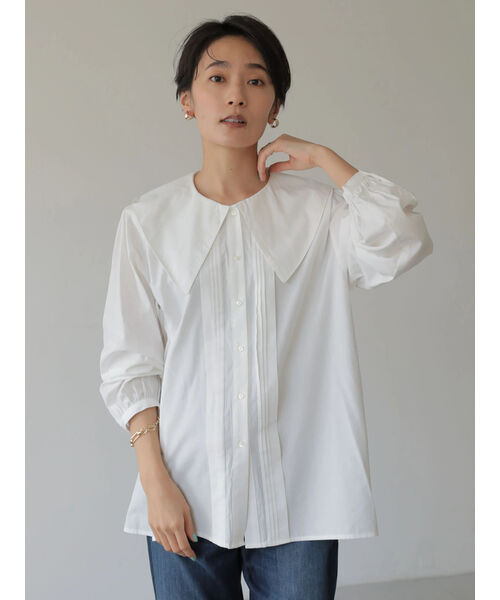 セール 50%OFF】BIGカラーフロントタックブラウス(504352428 セール 50%OFF】BIGカラーフロントタックブラウス(504352428