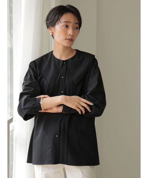 セール 50%OFF】BIGカラーフロントタックブラウス(504352428 セール 50%OFF】BIGカラーフロントタックブラウス(504352428