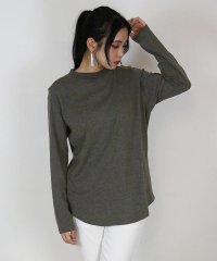 atONE/無地ロング Tシャツ ロンT プチハイネック 男女兼用 レディース M L LL 3L 4L 春夏秋冬 楽ちん 大きいサイズカジュアル コットン ナチュラル シ/504355571