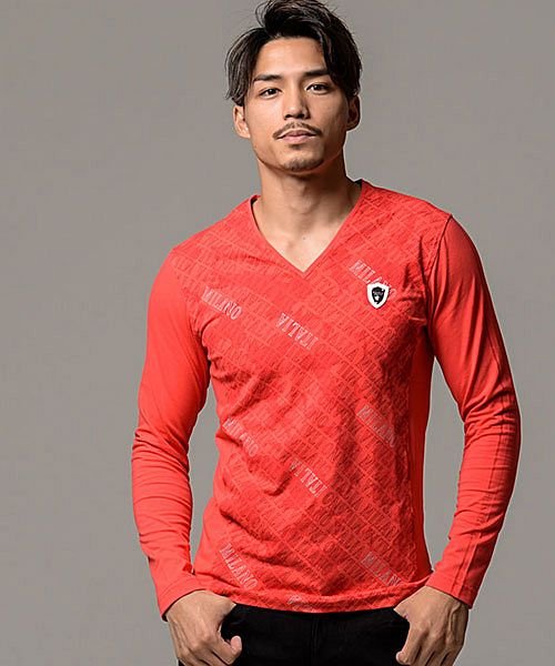 セール29 Off Viola 総柄切り替え長袖vネックストレッチtシャツ 長袖tシャツ ロンt メンズ 長袖 総柄 ブランド Vネック シンプル エンブレム ロゴ 秋 冬 ヴィオラ Viola D Fashion