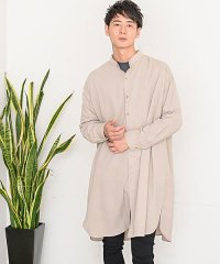 CavariA/CavariA バンドカラーロングシャツ ロング丈 シャツ メンズ バンドカラー 長袖 オーバーサイズシャツ ビッグシルエット シャツ メンズ カジュアルシャツ/504360549