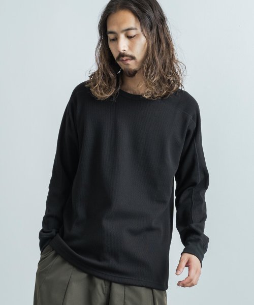 カットソー サーマルニット ハニカム 長袖Tシャツ メンズ レディース 日本製 カジュアル ボンバーヒート 爆暖 トレーナー スウェット 国産 スプリットスリー