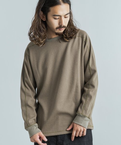 カットソー サーマルニット ハニカム 長袖Tシャツ メンズ レディース 日本製 カジュアル ボンバーヒート 爆暖 トレーナー スウェット 国産 スプリットスリー