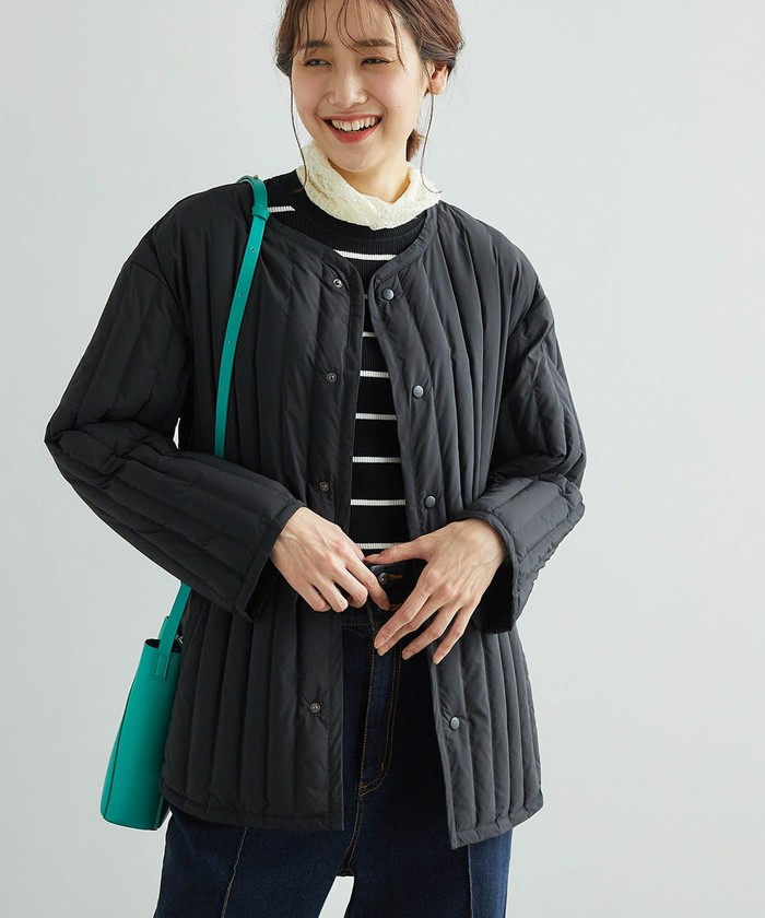 信用 MHL. コットン 中綿ノーカラージャケット カーキ サイズII M 美品