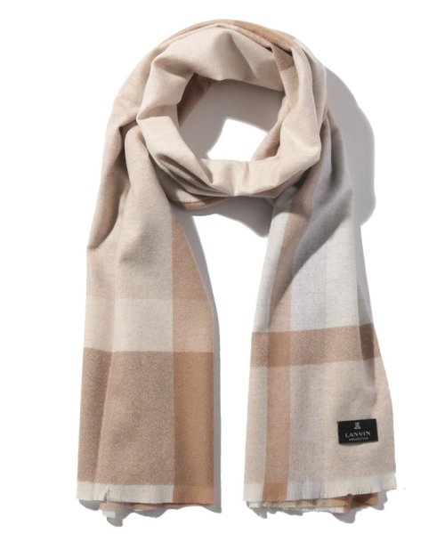 LANVIN COLLECTION(ランバンコレクション) カシミヤ１００％中厚面割ストール