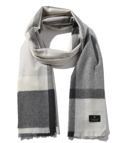 LANVIN COLLECTION(ランバンコレクション) カシミヤ１００％中厚面割ストール