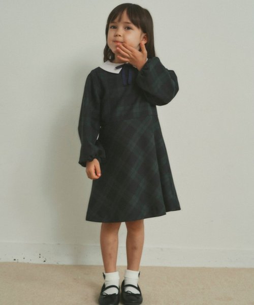 Tw ブラックウォッチ 白襟 ワンピース グリーンレーベルリラクシング キッズ Green Label Relaxing Kids D Fashion