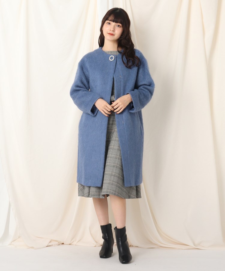 完売【美品】Couturebrooceブローチ付ループシャギーモヘヤコート ブローチ付き】ループシャギーモヘアコート