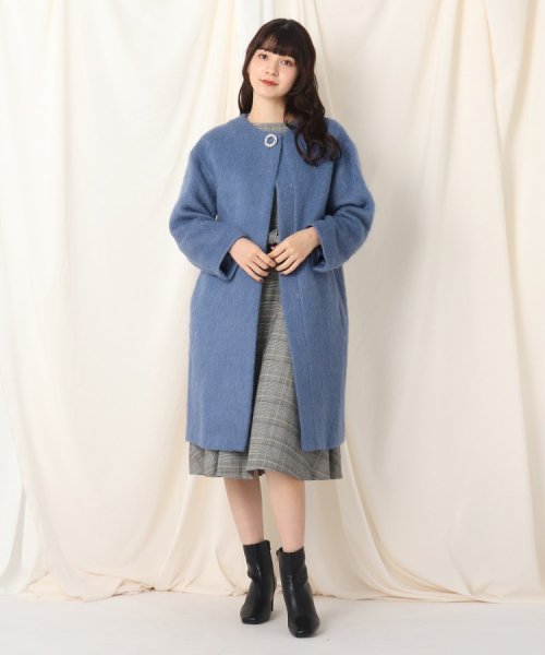 【ブローチ付き】ループシャギーモヘアコート