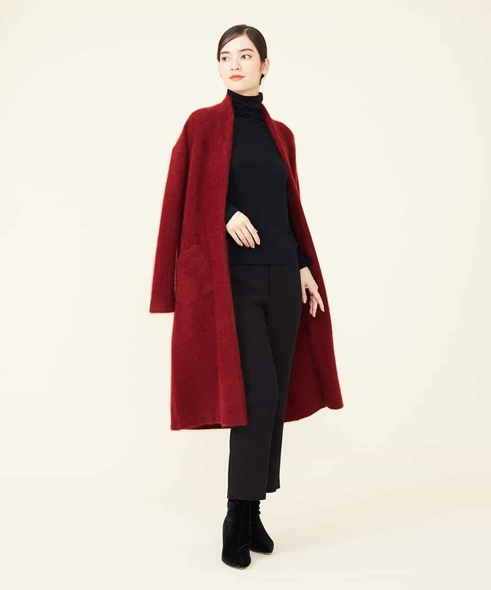 シビラ Sybilla ウール シャギーニット ロングカーディガン フード付 M Sybilla(シビラ) ロングカーディガン