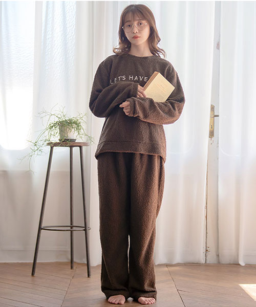 ループボア刺繍セットアップルームウェア レディース ルームウェア