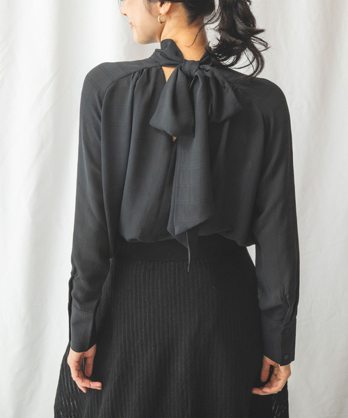セール 40%OFF】2WAYシャドーチェックボウタイブラウス(504371909