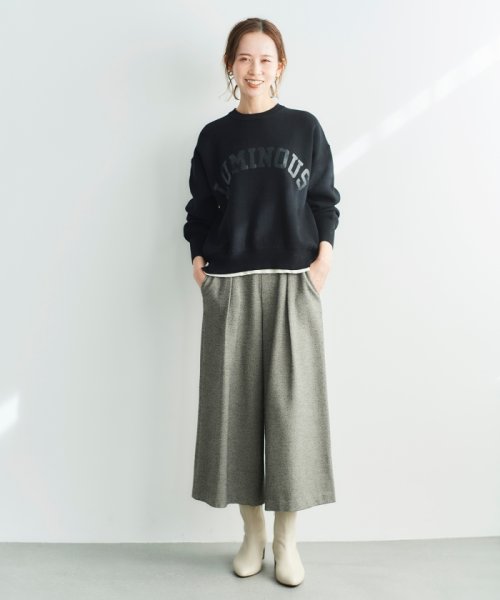 セール】ツイードライクワイドクロップドパンツ(504094151) blanc) d fashion ブラン クロップドパンツ