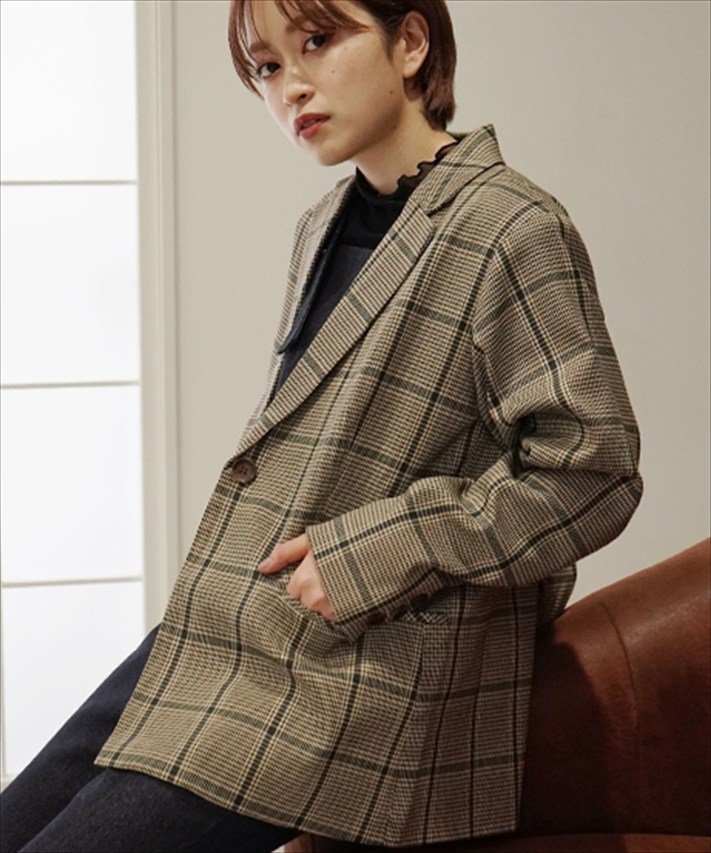 セール 30%OFF】【低身長向けサイズ】チェック柄テーラード セール 30%OFF】【低身長向けサイズ】チェック柄テーラード