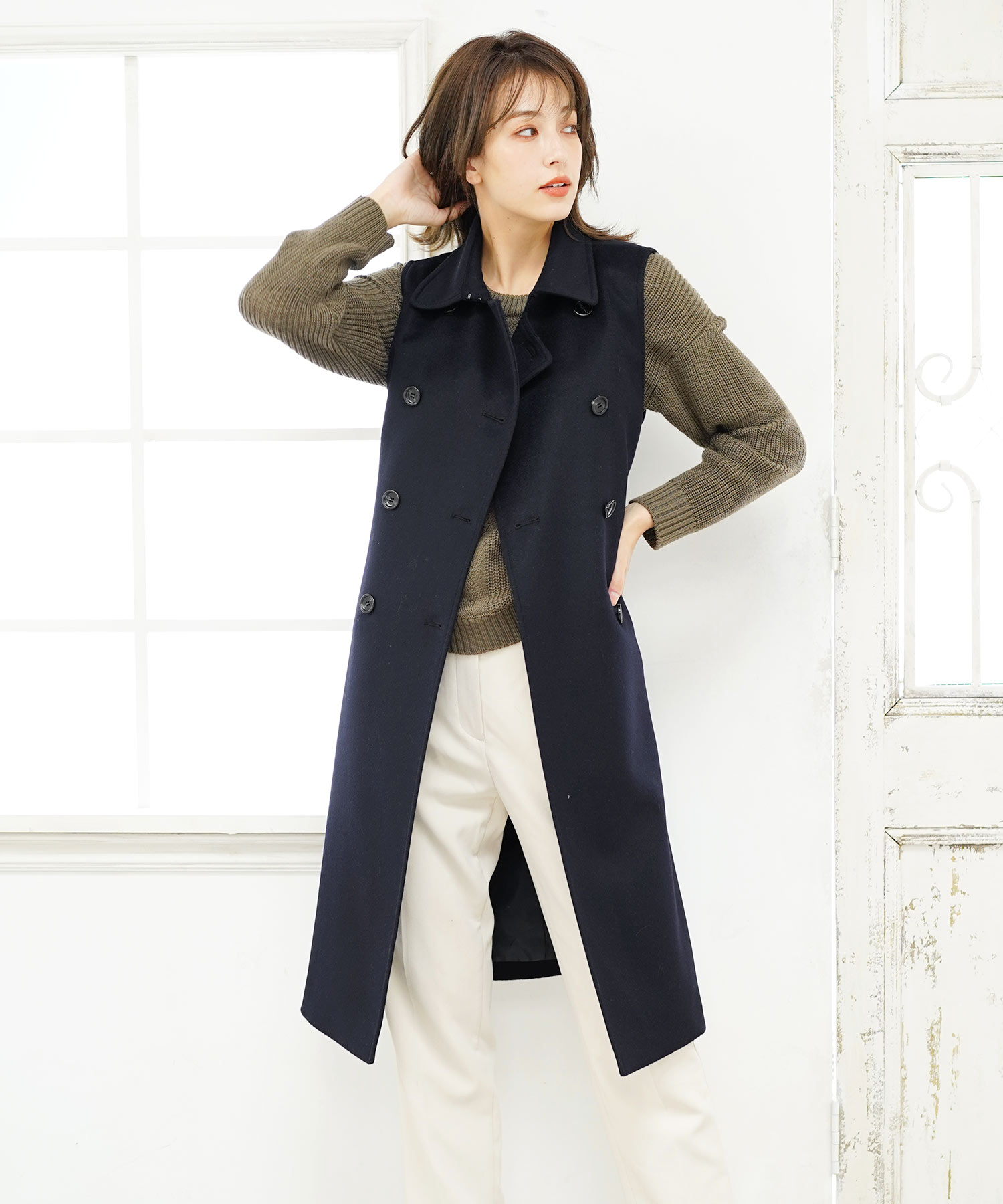 フィローモ Filomo [Filomo]カシミヤ混ロングベストコート