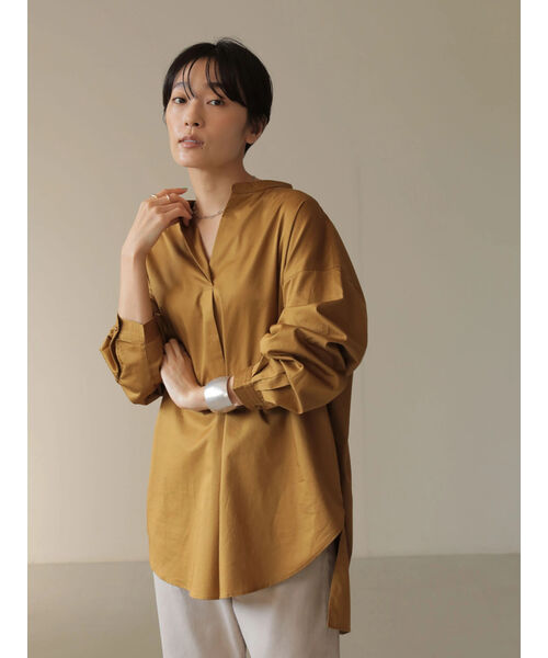 セール 50%OFF】綿サテンスキッパーバックボタンシャツ