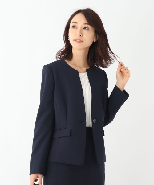 DELEGANT ダブルクロスキーネックジャケット【WEB限定サイズ】