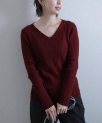 PourVous/プールヴー PourVous Vネックリブニット/504384376