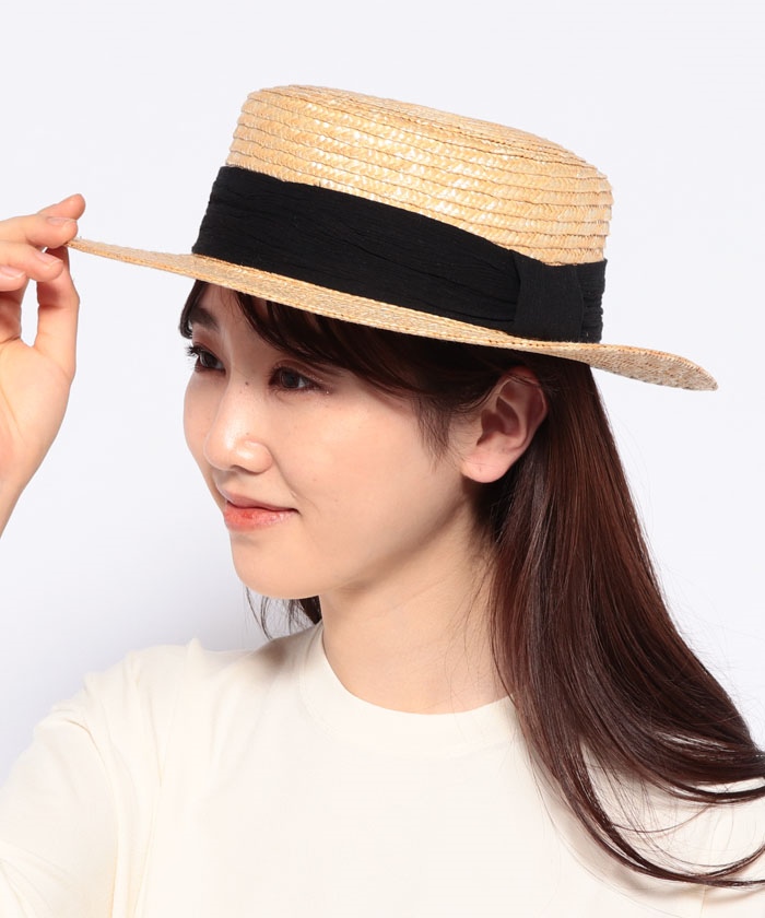 セール】【natural couture】雑材リボンカンカン帽(504333121) ナイスクラップ アウトレット(NICE CLAUP  OUTLET) d fashion