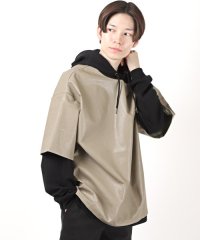 LUXSTYLE/PUフェイクレイヤード長袖パーカー/パーカー メンズ PUレザー スウェット ビッグシルエット フェイクレイヤード/504388564