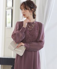 niana/結婚式 ワンピース パーティードレス レース ハイネック シンプル コクーン レトロ クラシカル キャミ ビスチェ レイヤード ロング 透け感 長袖 袖あり オ/504388711