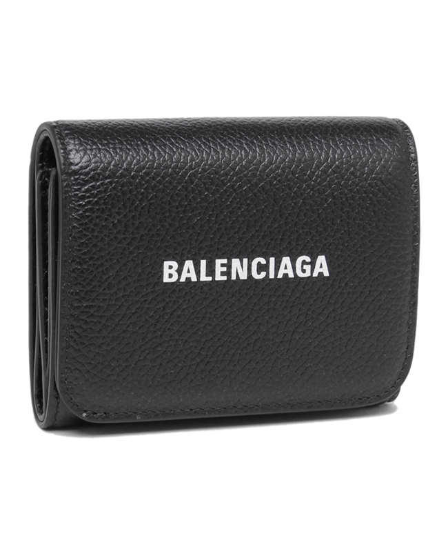 バレンシアガ 三つ折り財布 キャッシュ ロゴ ミニ財布 ブラック メンズ