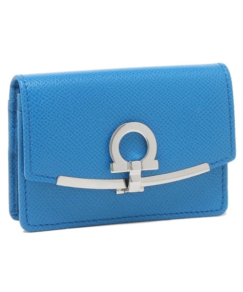 サルヴァトーレフェラガモ カードケース ガンチーノクリップ ブルー レディース Salvatore Ferragamo 22D198 748530 BLUAT