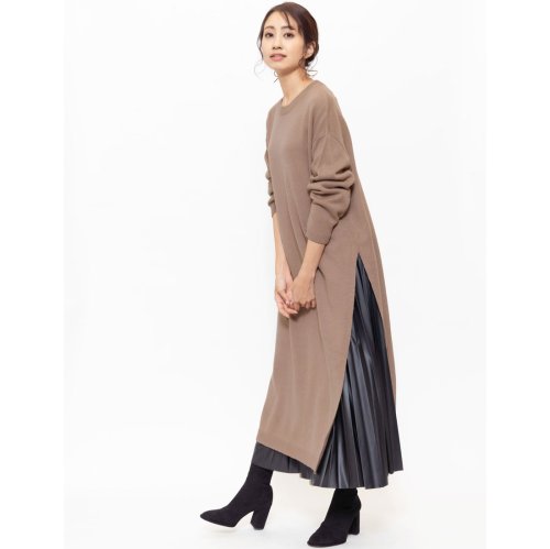 セール28 Off レディース ニットワンピース サイドスリット クルーネック タートルネック ロング丈 ミリアンデニ Mili An Deni D Fashion