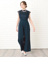 Lace Ladies/レースレディース Lace Ladies ハイウエストレース切り替えパンツドレス・オールインワン/504399964