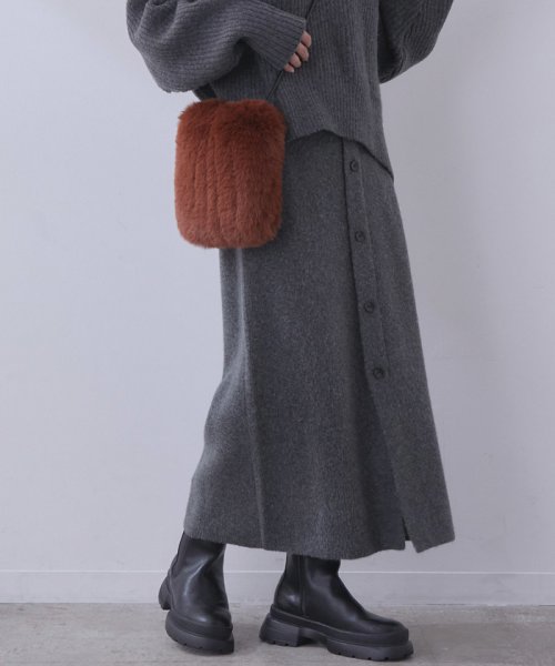 Web限定 ウール混フロント釦iラインニットスカート セットアップ対応 ビザビ Vis A Vis D Fashion