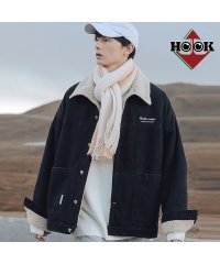 HOOK/フック HOOK 裏ボアのデニムジャケット登場！ ロゴ付き/ 暖かく冬まで着用いただけるボアジャケットです。 オーバーサイズでユニセックスでお揃いで着ても可愛い/504401937