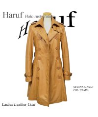 Haruf/ハルフ Haruf トレンチコート レザーコート レディース 本革 レザージャケット 革ジャン ラムレザー 革コート シンプル レディースロングコート 秋冬 V/504406267