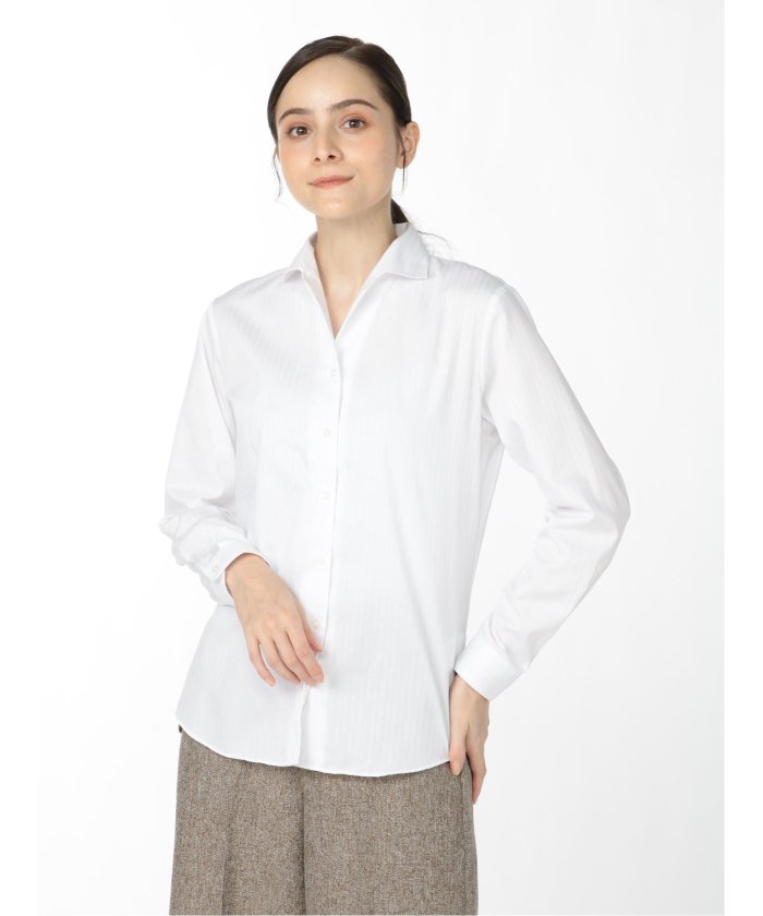定価４万★フランス製★イネス★女性らしい襟開きＴシャツ白コンパクトリブInese UNIQLO - sale!新品タグ付☆UNIQLO&INES ユニクロ&イネス☆刺繍