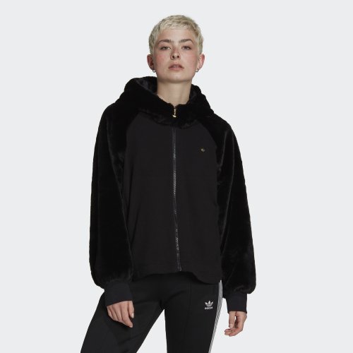 セール60 Off フェイクファーのフードと袖付きジップパーカー アディダス オリジナルス Adidas Originals D Fashion