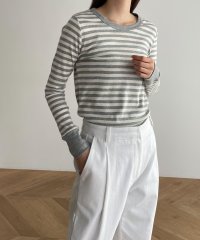 CANAL JEAN/harmonie －OrganicCotton－(アルモニ オーガニックコットン)フライスボーダー切替ロングTシャツ/504417627